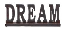 Wood Table Top Sign Placard That Says DREAM Chocolate Brown Decor 93810