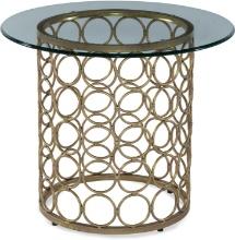 Bassett Mirror Carnaby Round End Table in Lux Gold and Gold Leaf T2789-220B-TEC