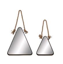 Unique Contemporary Triangle Shaped Metal Mirror With Rope Handle Home Decor