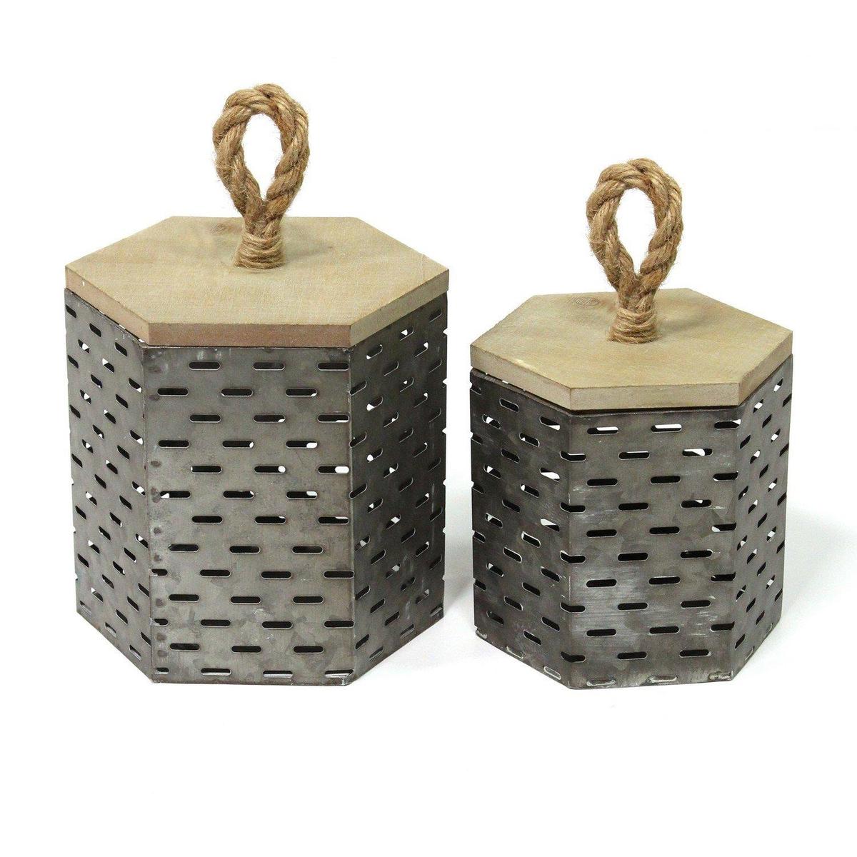 Stratton Home Decor Set Of 2 Metal Decorative Containers S19349