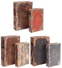 A & B Home Set Of 6 Antique Multi-Colored Book Boxes 36495
