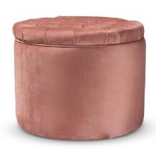 Baxton Studio Contemporary Glam Blush Pink Velvet Fabric Storage Ottoman