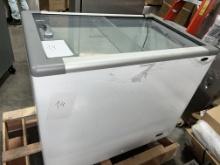 Ice Cream Freezer, 41" X 26" Model KCF-11F, 2 Glass Slide Top, This Unit -  was Damaged in Freight a