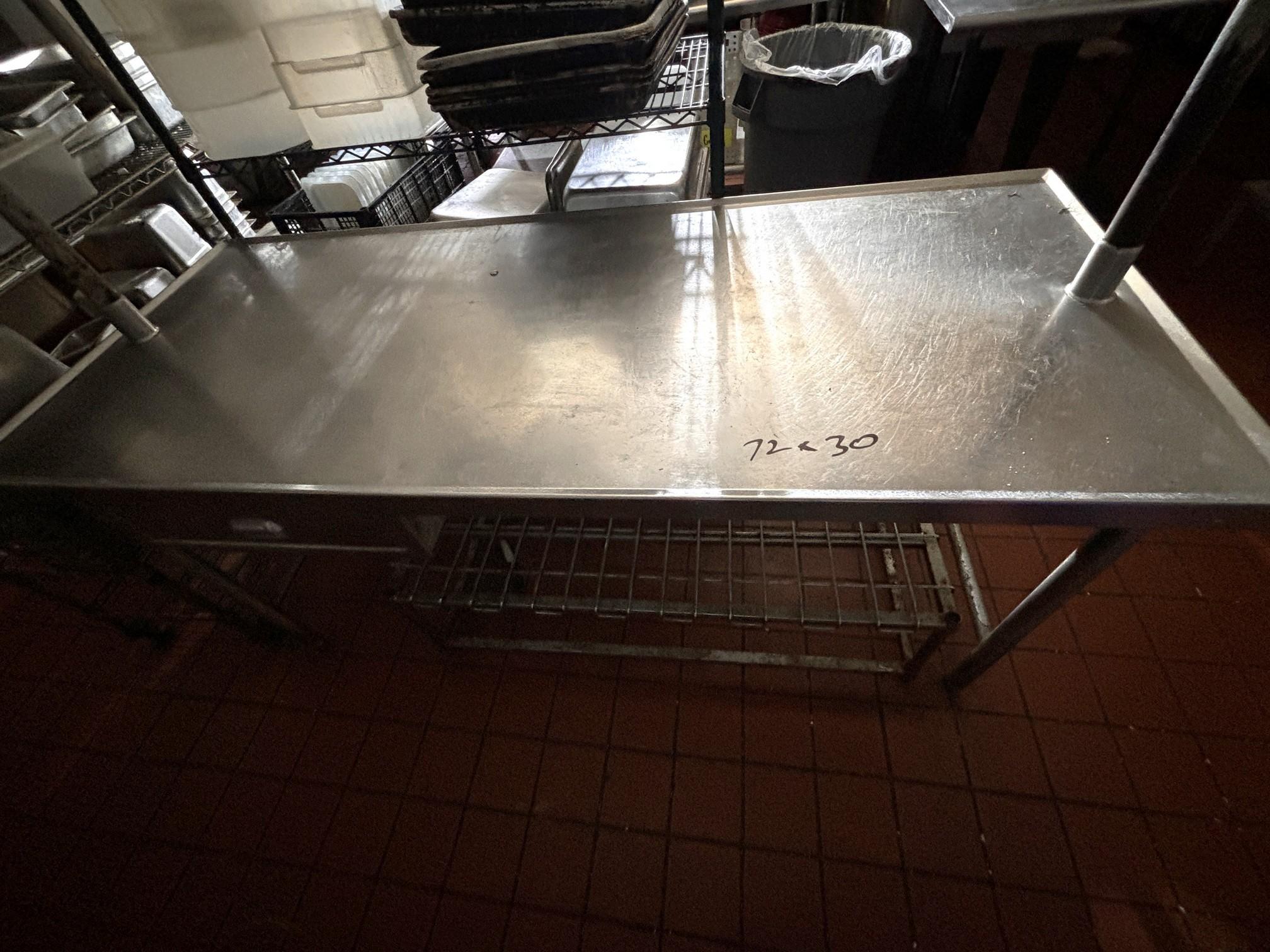 All S.S 72" x 30" Work Top Table w. Drawer and Overhead Storage
