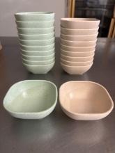 (20) Plastic Green and Pink Sauce Bowls