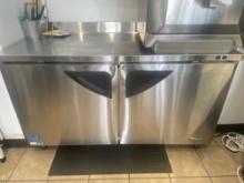 Turbo Air Stainless Steel Two Door Work Top Freeze Model Twf-60 Mounted On Casters With Illuminated