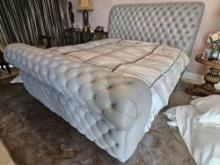 Leather Head and Footboard King Size Bed and Mattress