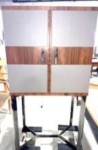Bar Cabinet in Palliander and Doors Upholstered  in leather, made in Italy by Medea, 63" x 19.75"  x