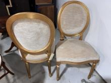 Gold leaf Side Chair with Beige Fabric