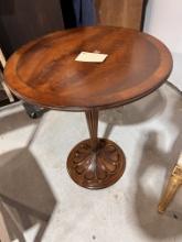Round Side  Table with Carved Base - 22 D x 28 H In