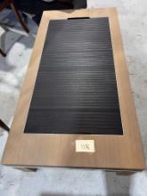 Modern light Wood Coffee Table with Slide/Rollup Center Opening for Storage - Estimated Auction Pric