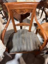 Cherry wood and Cloth Arm Chair