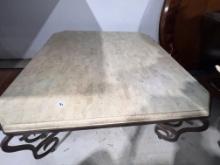 Wrought Iron Coffee Table with Faux Marble , 42" X 42" X 18"