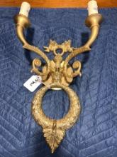 Bronze and Gold 3 Arm Sconce, Lapis Lazul Metal Microfusion of Bronze & 24KT Gold