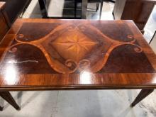 Coffee Table Made with Antique Wood and Inlay Design on Top, 34" X 52"