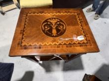 Side table with inlay Designs and Center Drawer