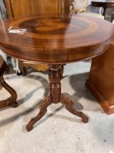 Exquisite Side Table with Beautiful Marquetry, 23" Dia X 28" H