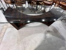 Glass Top Table,Base in Ebony Makassar, M'ade in Italy by Annibale Colombo - 45.5"  x  106 " x 30 "
