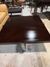 Coffee Table in Dark Palissander, Chomed Base , Made in Italy by Medea , 41"  x  41"  x  13 "