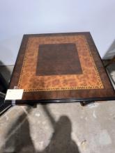 Exquisite Side Table with Inlaid Wood, 25.5" X 25.5" X 21",