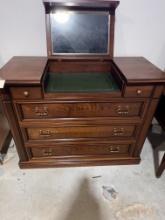 Wood Chest with Vanity and Mirror and 6 Drawers - Made in italy - Estimated Auction Price: $300.00 -
