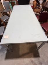 Modern Glass Top Table with Metal Base