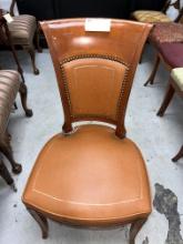 Leather and Nail Head Arm Chair Eteched in Gold