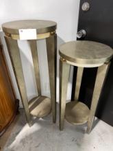 Modern Pedestal s, 42"  and  36" Painted in Antique Gold