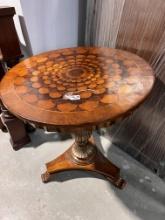 Exquiste Round End Table with Wonderful Marquetry,