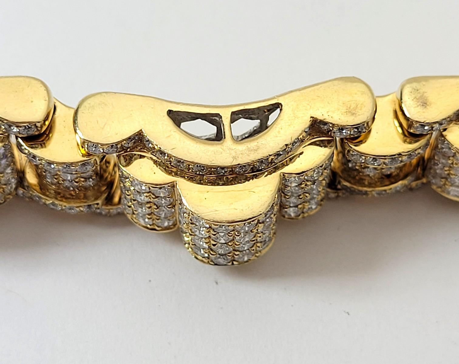 Mens Diamond 14k Yellow Gold Paved Diamond Bracelet