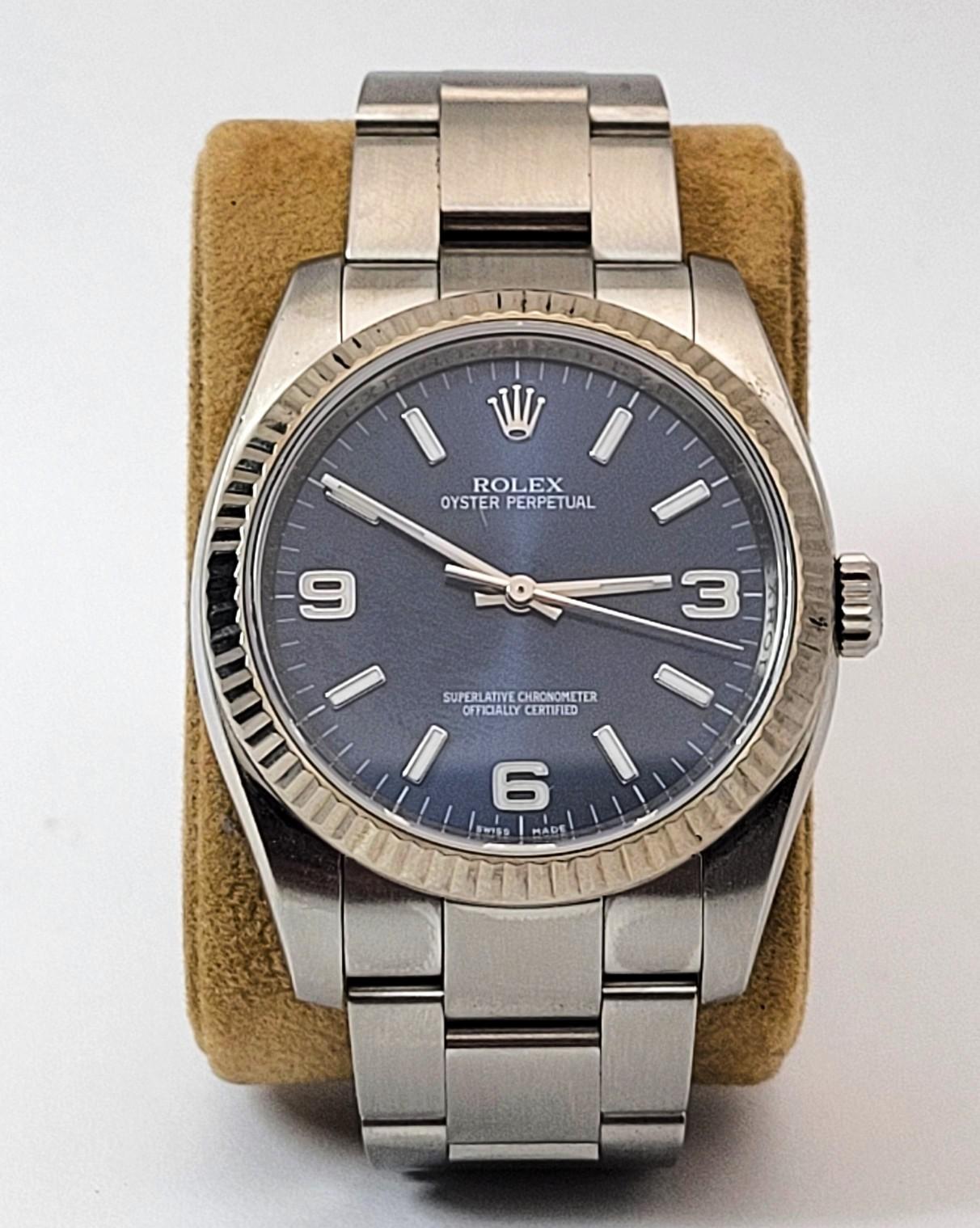 Mens ROLEX Oyster Perpetual St. Steel 36mm Blue Dial Watch
