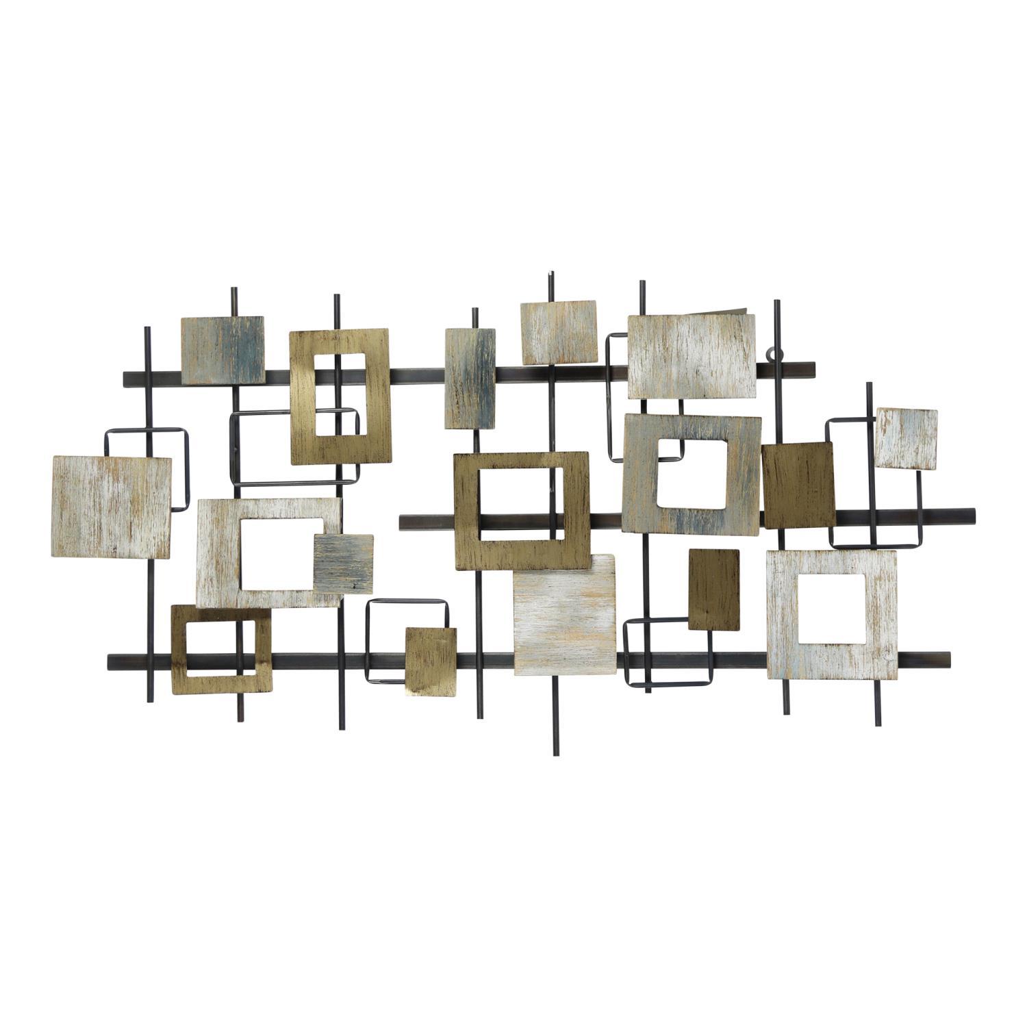 Stratton Home Decor Wood And Metal Modern Shapes Wall Centerpiece S33459