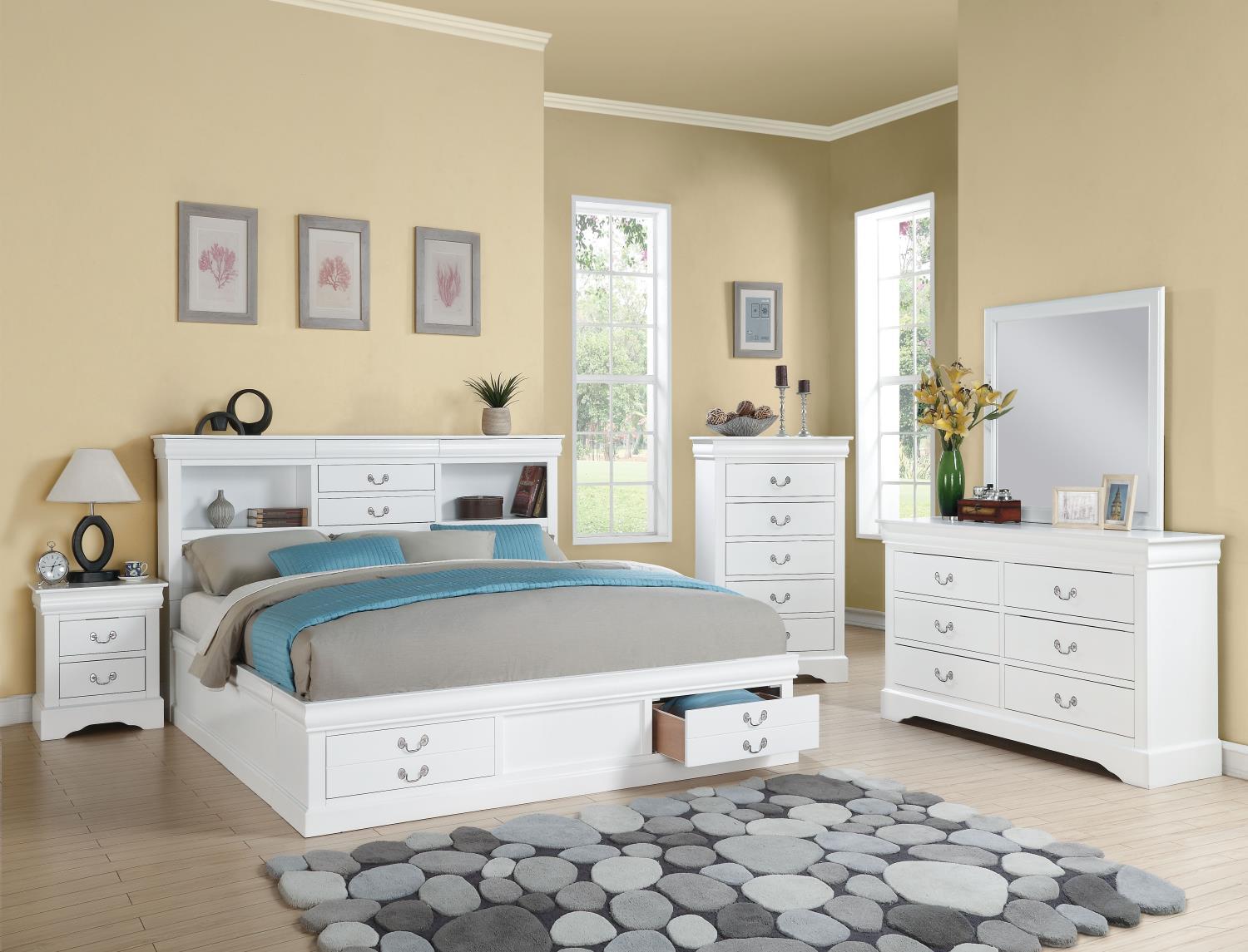 Acme Queen Bed with Storage in White Finish 24490Q