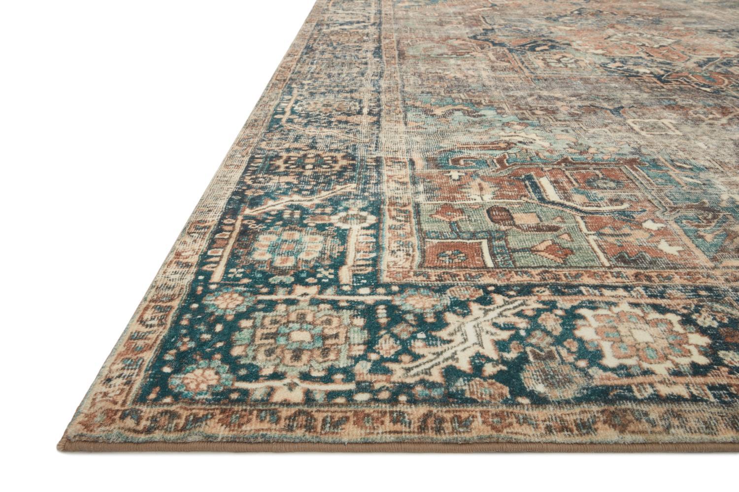Loloi II Traditional Margot 2'-6" x 9'-6" Area Rugs With Terracotta And Lagoon