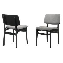 Armen Living Lima Gray Wood Set Of 2 Dining Chairs In Black Finish LCLMSIGRBL