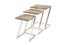 Metal Marbel Accent Table Set 3 24",22",20 53803