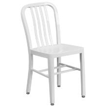 Flash Furniture White Metal Indoor-Outdoor Chair