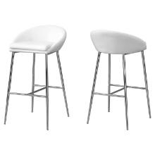 Monarch Modern Pu Leather Look Set Of 2 Bar Stool With White And Chrome I 2297