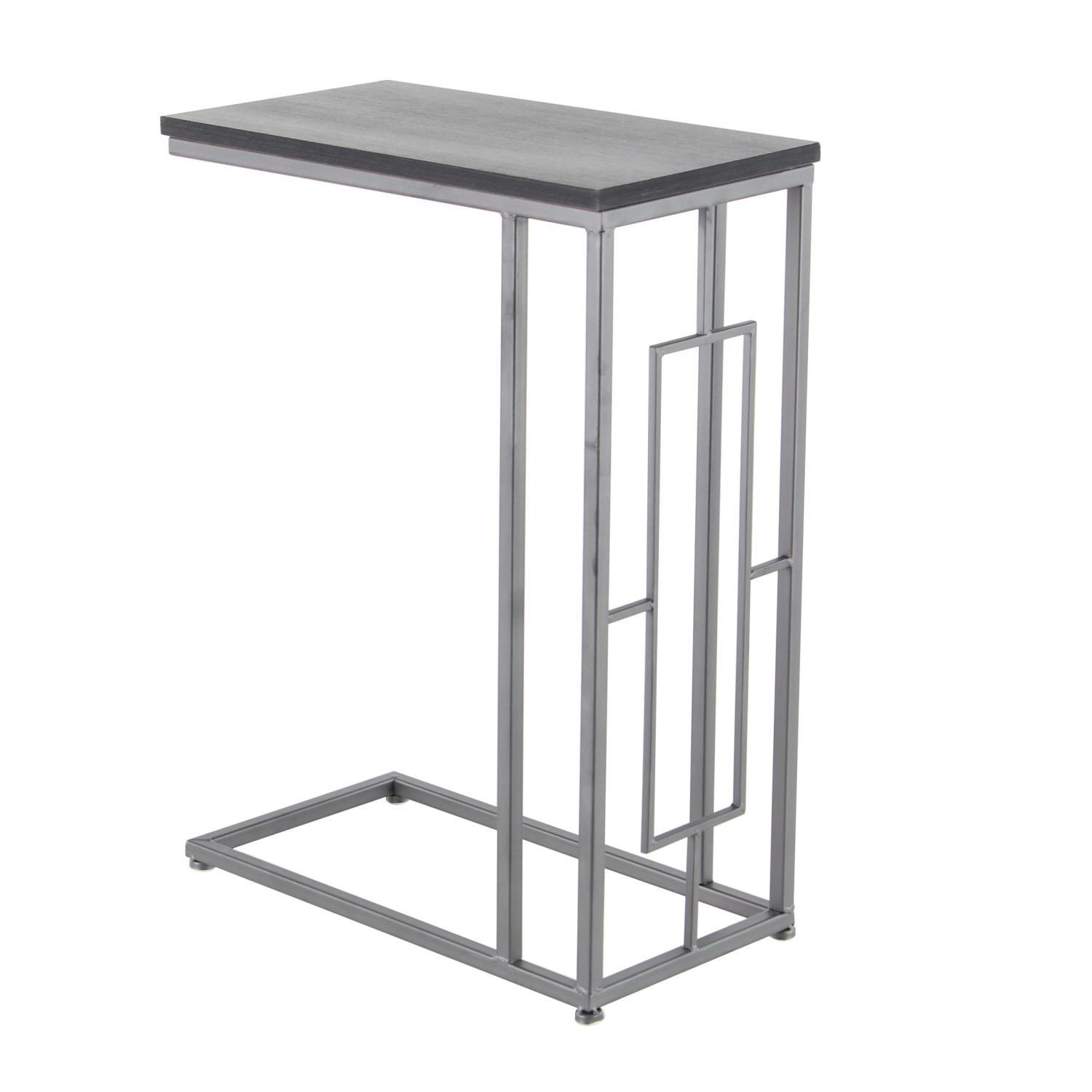 Zimlay Contemporary Brushed Iron And Mdf Wood Rectangular Accent Table 58634