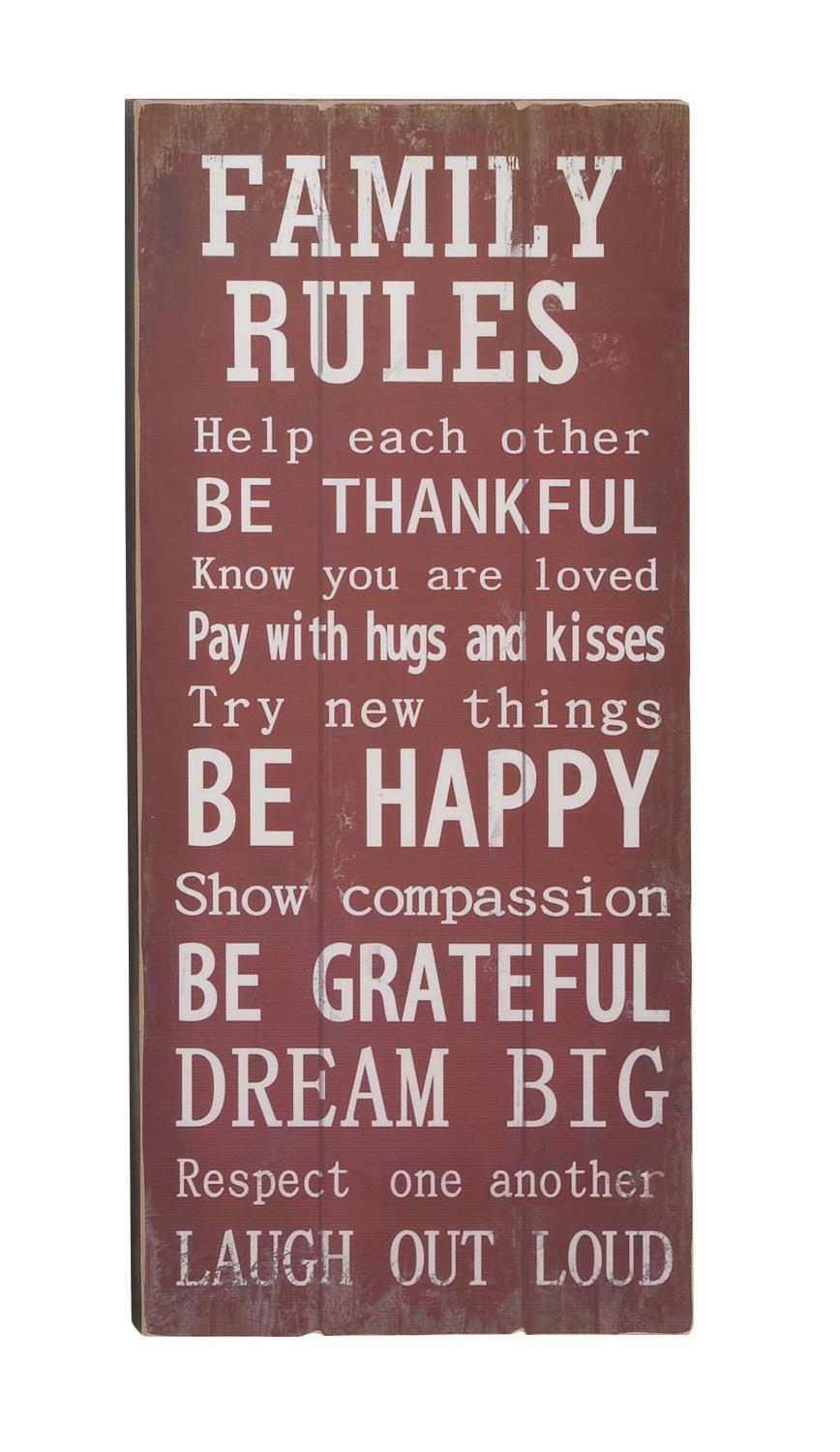 Wooden "Family Rule" Wall Panel 16"W, 32"H 65331