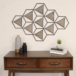 Stratton Home Decor Metal And Wood Triangle Abstract Centerpiece S30908