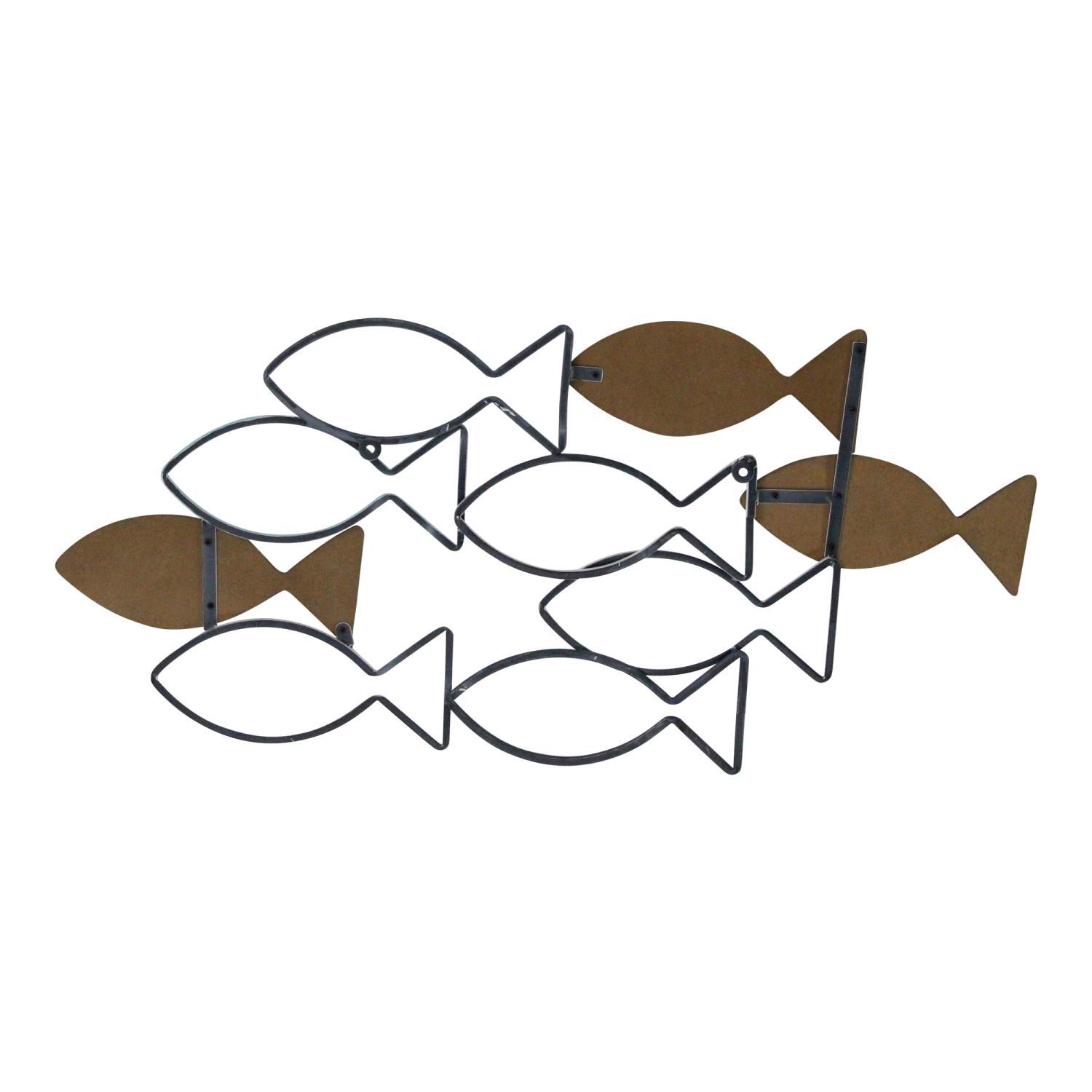 Stratton Home Decor Wood And Metal School Of Fish Wall Decor S23810