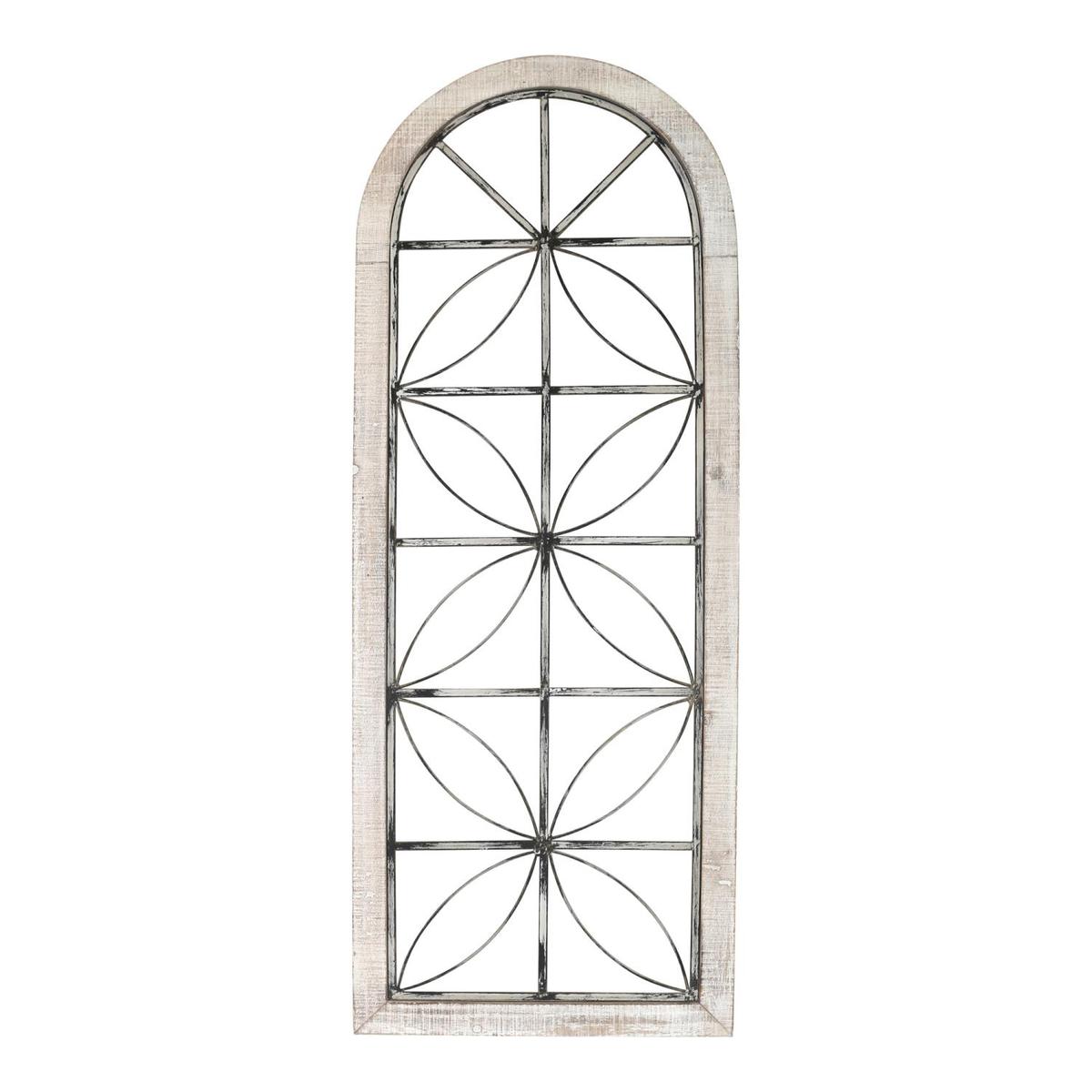 Stratton Home Decor Distressed White Metal And Wood Window Panel S30887