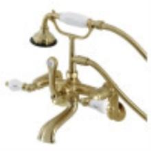 Kingston Brass Wall-Mount Clawfoot Tub Faucets In Brushed Brass Finish AE53T7