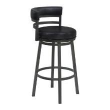 Armen Living Madrid Black Faux Leather And Mineral Bar Stool LCMABAMFBL30
