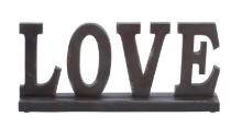 Wood Table Top Sign Placard That Says LOVE Chocolate Brown Accent Decor 93804