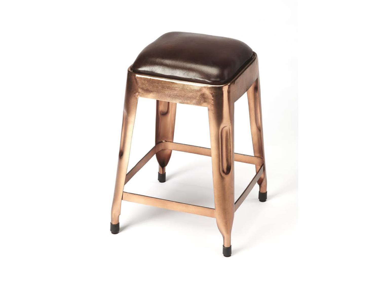 Butler Transitional Industrial Chic Square Copper Accent Stool 4400344