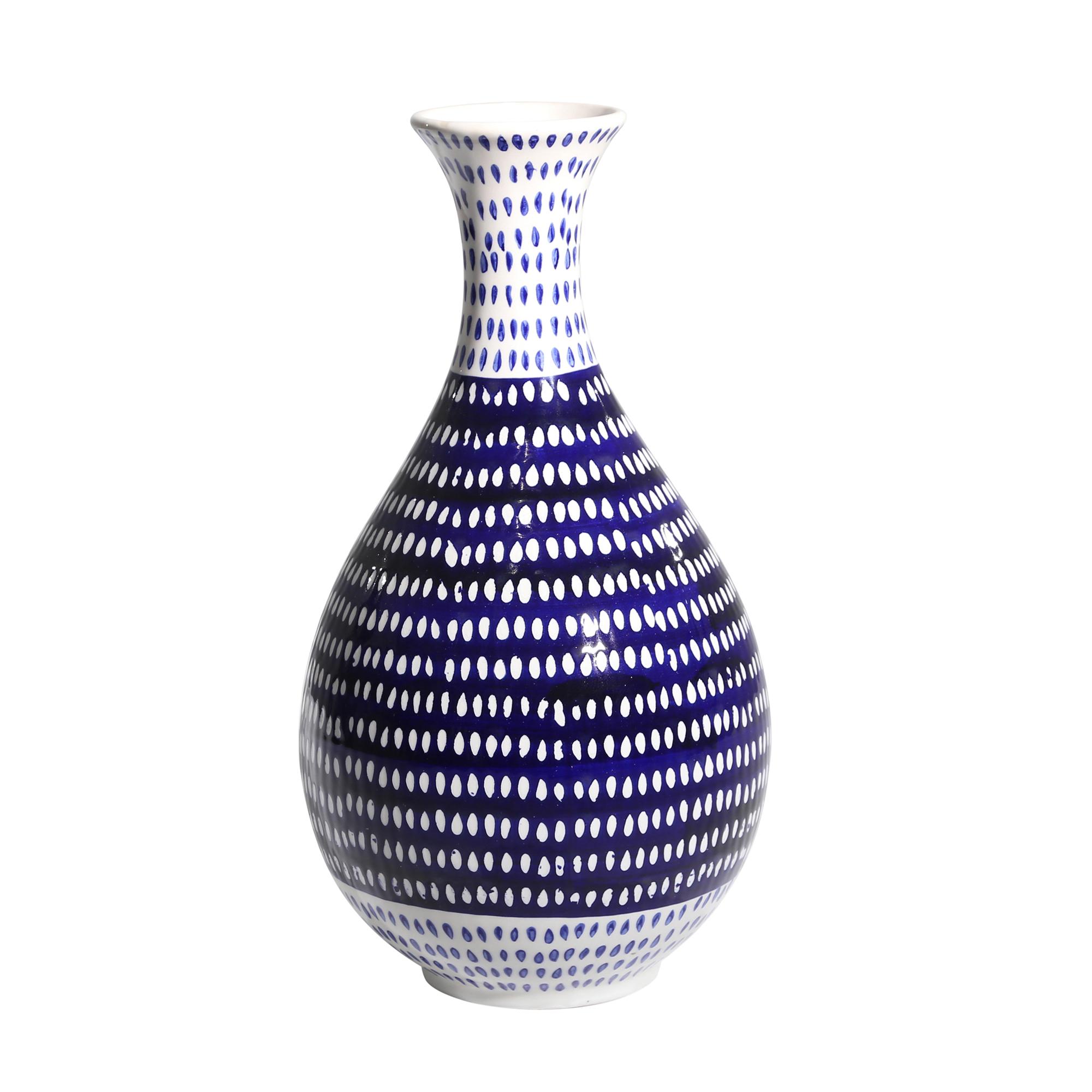 Sagebrook Home Blue And White Spotted Vase 12351-03