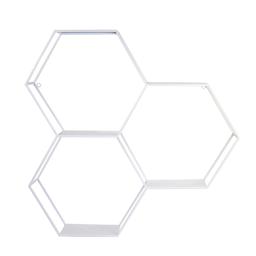 Stratton Home Decor 3 Tier White Hexagon Shelf S33544