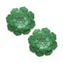 Stratton Home Decor Set Of 2 Green Metal Flowers S21042